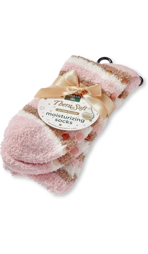 Earth Therapeutics Thera•Calcetines hidratantes suaves - Rosa + Dorado + Blanco - Nuevos con etiquetas Foto 3 de 4