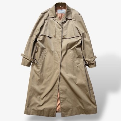 Vintage Aquascutum Long Trench Coat Size L Beige Sand Old Money English Classic