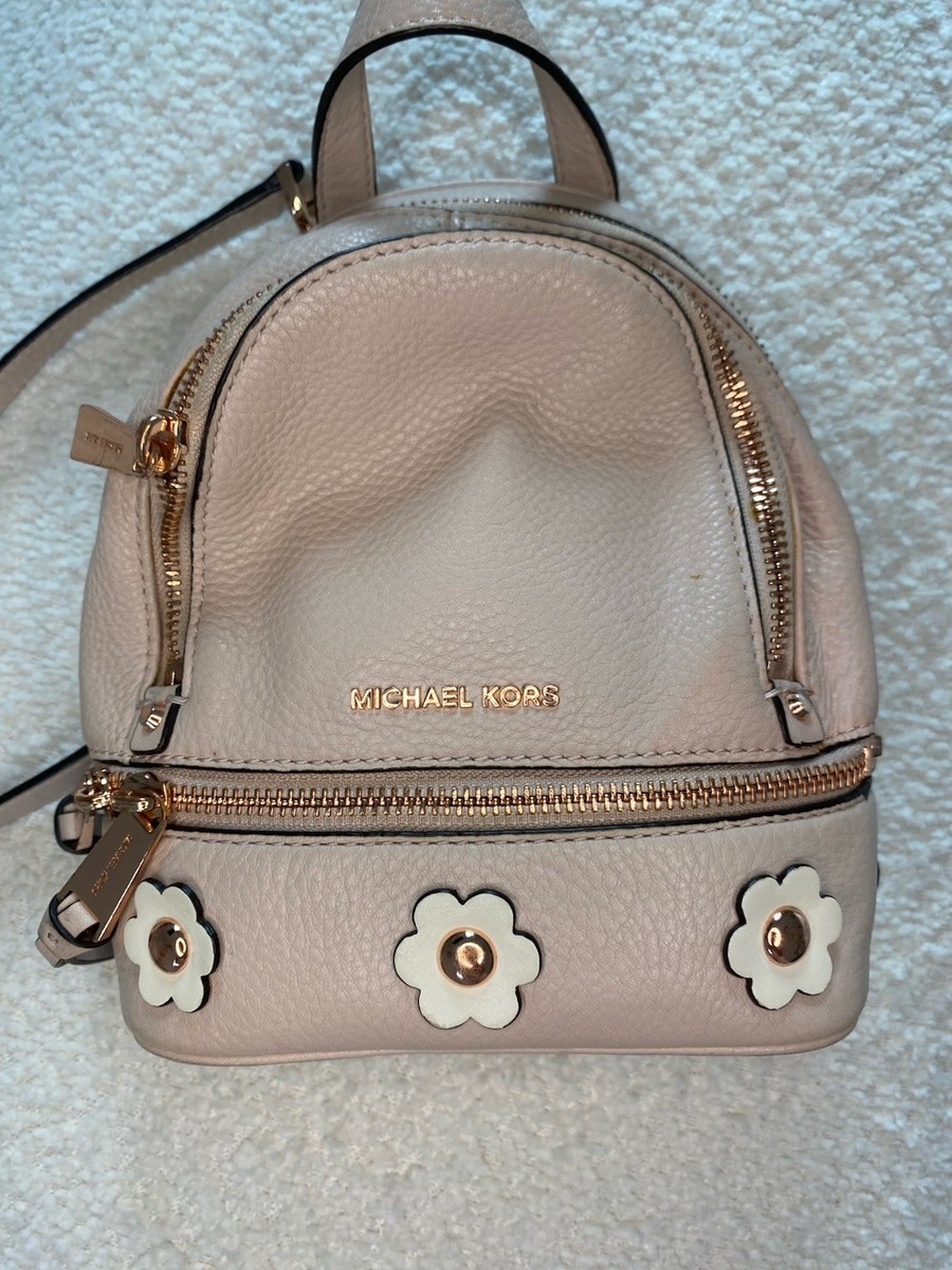 Michael Kors Cream Floral Mini Backpack with Pink and Green Accents Michael Kors Medium Jaycee Backpack, Zip Pocket, Light  main image 2