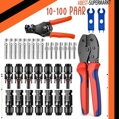 MARKENLOS 10-100 Paar MC4 Solarstecker Buchse + Stecker Kupplung Kabel Verbinder 2,5-6 mm²
