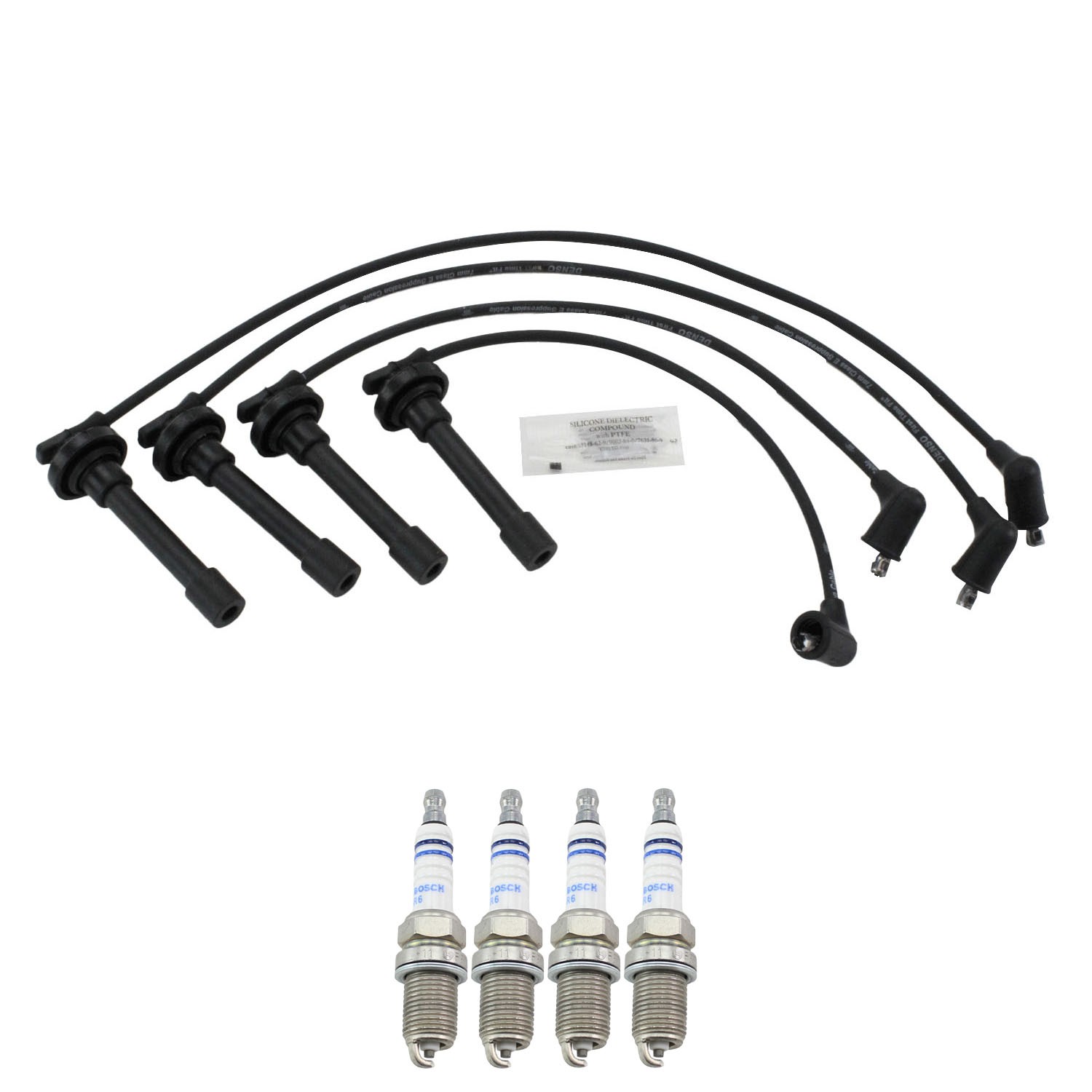 Denso Ignition Wires and Bosch Spark Plugs Kit for Honda Civic 88-91 1.5L/1.6L