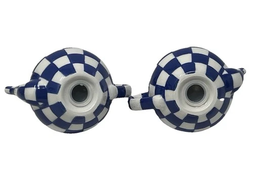 MacKenzie-Childs Royal Check Teapot Salt & Pepper - Thumbnail 3