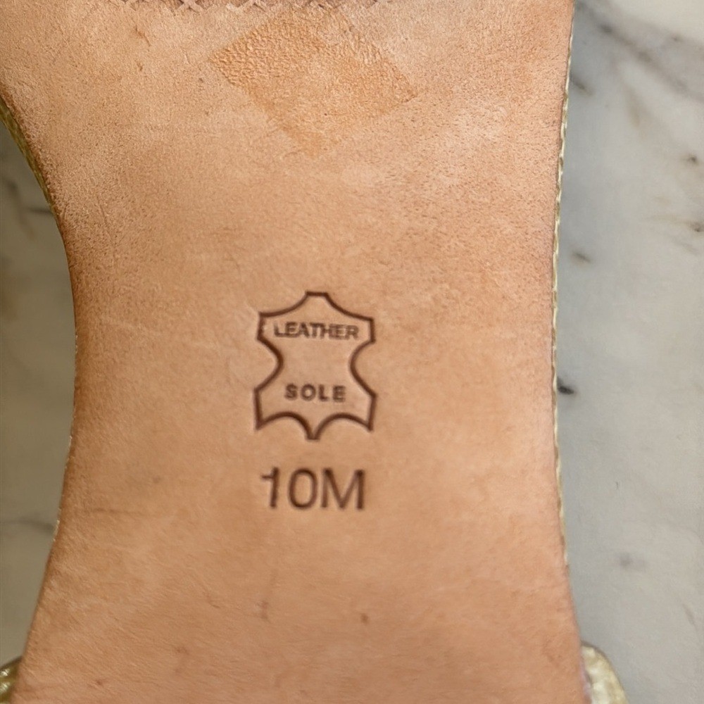 Tory Burch Savannah D'Orsay Flat Sandals Tan Embossed Leather Strap Front Sz 10 thumbnail 7