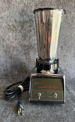 Vintage Oster Commercial Bar Mixer Blender Stainless Steel Jar Chrome Base 2 Spe