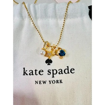   Halskette Kate Spade Naturperle Seestern Krabbe vergoldet Meeresschmuck