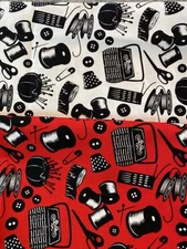 Michael Miller Quilt FABRIC sewing theme red black white Sew What 2 half yards