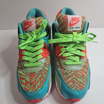 Nike Air Max 90 Zebra Green Red Blue Black 725235-306 Men's Low Top Sneakers