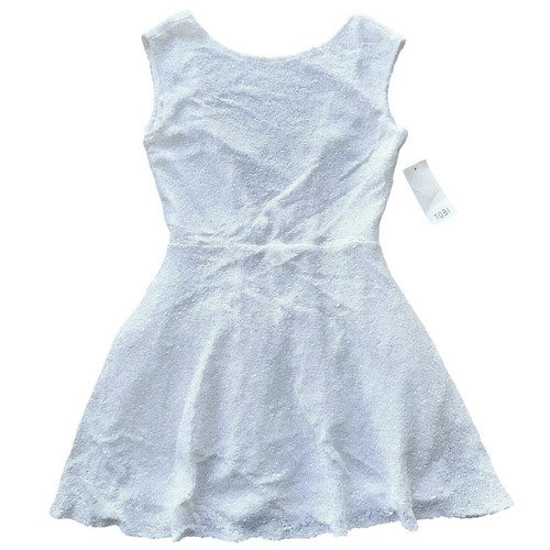 New Tobi Sequined Tulle Open Back Sleeveless Cocktail Mini Dress White Size M