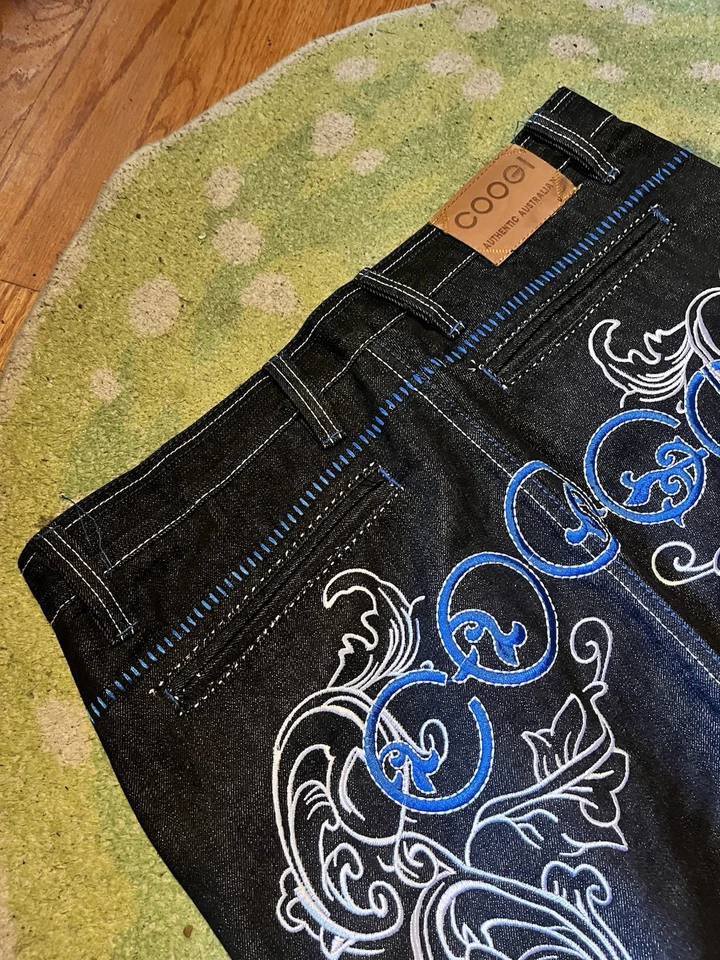 Coogi Y2K Dark Wash Blue Embroidered Back Pocket Jeans - Image 4 of 4