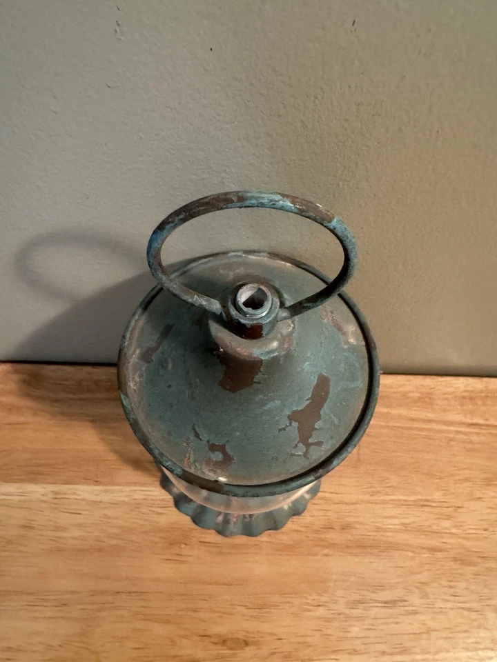 Candelabro de metal azul envejecido linterna lámpara casa de campo granja 8" Foto 2 de 4