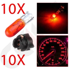 10pcs T5 27 58 70 73 74 Yellow Halogen Bulbs Sockets Dash Instrument Panel Light