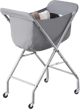 Rolling Laundry Hamper, 32"H, Removable Liner, Metal Frame, 4 Casters, 2 Brakes