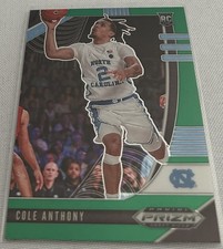 2020-21 Prizm Draft Basketball Cole Anthony North Carolina Green Prizm Rookie 49