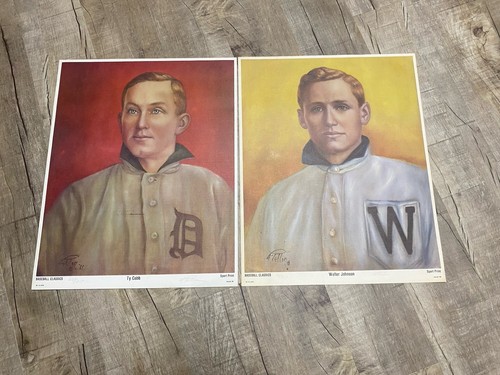 1982 Baseball Classics Numbered #/367 Prints Ty Cobb, Walter Johnson 16" x 20"