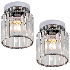 TISLYCO 2 Pack Mini Semi Flush Mount Ceiling Light Fixture with Clear Shade, ...