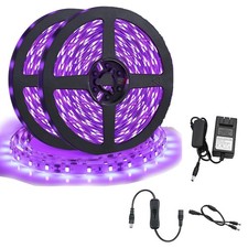 32.8FT LED UV Strip Light 12V 10m Ultraviolet Flexible 600LEDs Purple Color