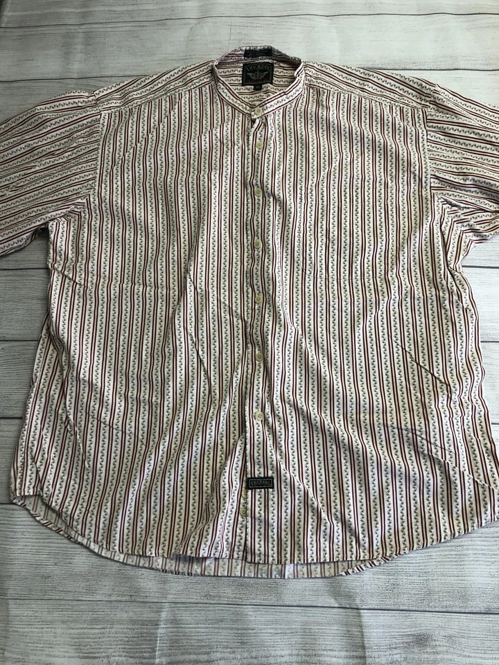 Camisa Dockers Para Hombres Extra Grande Blanca Roja Rayas Cuello Banda Manga Larga Informal Foto 3 de 4