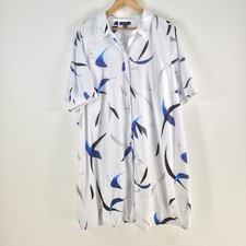 NEW Alfani shirt dress womens 20 white geometric short sleeve collar 104146