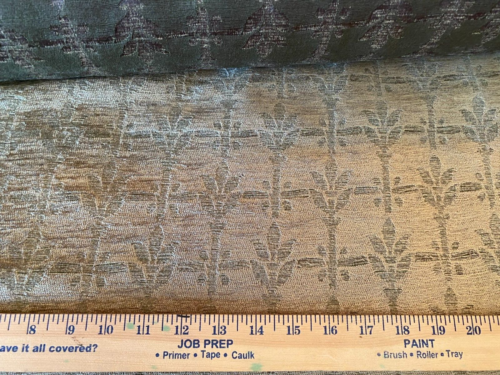 Tissu d'ameublement imprimé floral chenille vert sage 1 yard (R621) (RK6) - Photo 1 sur 1