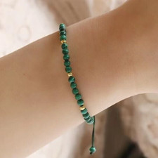 Natural Malachite Stone Beads Dainty Bracelet Green Gemstone Bracelet Handmade