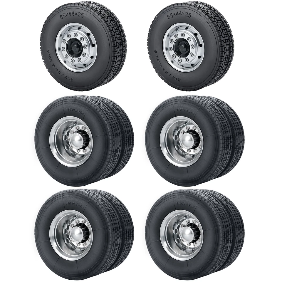 AXSPEED Vorderrad & hinten Räder Felgen mit Reifen Für 1/14 RC Tamiya LKW 6x6 - Bild 3 von 4