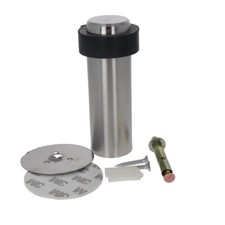 46-120mm Cylindrical Floor Mount Door Stop, Polished Stainless Steel Rubber