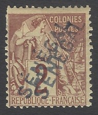 AOP SENEGAL black ovpt double on French Colonies 1881-86 2c MH ex Jim Czyl