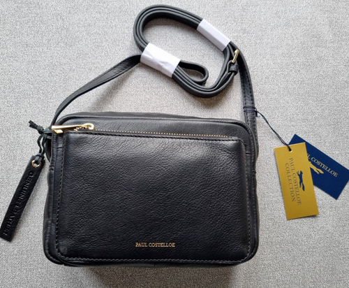 New PAUL COSTELLOE Hana black Real Leather Crossbody Camera bag tag £125 - Bild 3 von 9