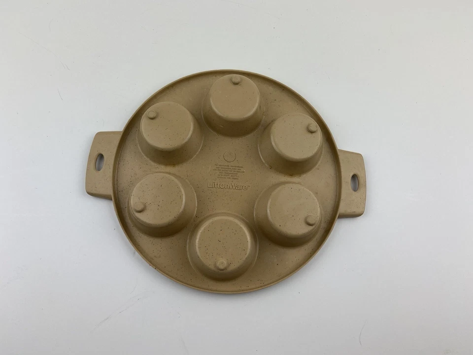 Vintage LittonWare Microwave Oven Cookware 6 Cupcake Muffin Pan 39284 1970's 5Z - Image 3 of 4