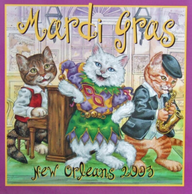 New Orleans Mardi Gras Ponce 2003 Cats Art Print Color Parade