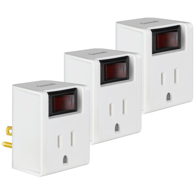 DEWENWILS 3 Pack Grounded Power Adapter Plug Outlet Switch 280J Surge Protector