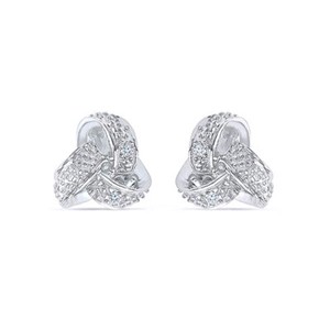 Authentic 0.02 Cttw Natural Diamond Knot Earrings 14K Gold Plated Sterling Silver 925