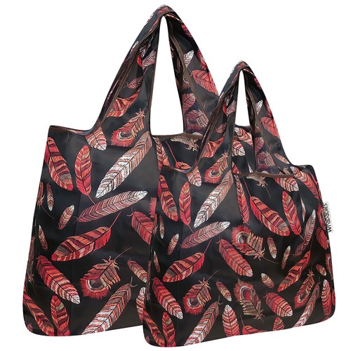 Wrapables Large & Small Foldable Tote Nylon Reusable Grocery Bags, Set of 2 - Picture 35 of 51