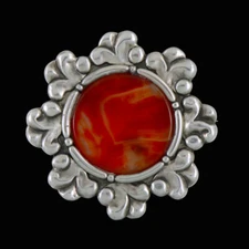 Thorvald Bindesbøll (1846-1908). Silver Brooch with Agate - Holger Kyster
