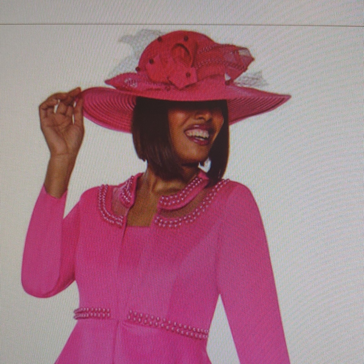 GMI Designer Hat Hot Pink Tone Mesh Net & Beaded accent Loop 