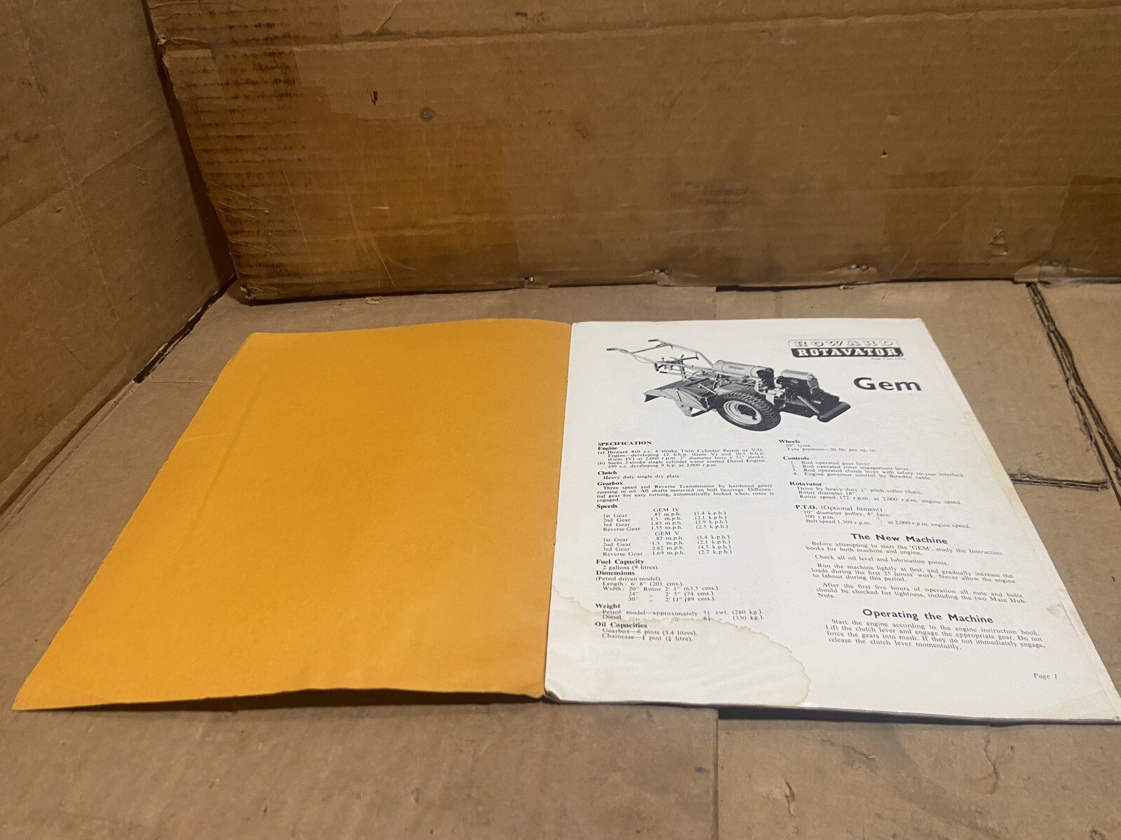 Howard Rotavator GEM Cultivator Rototiller Owners Manual w/ Parts