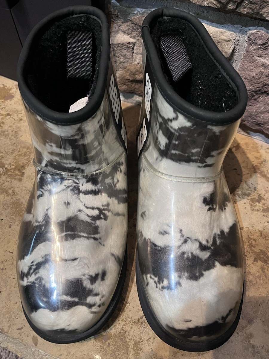 UGG Classic Clear Mini Marble Black White Waterproof Ankle