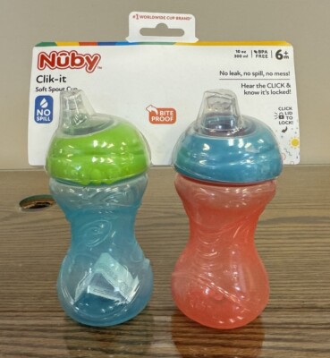 Nuby Clik It Soft Spout Sippy Cups 2 Pack Blue & Red | eBay