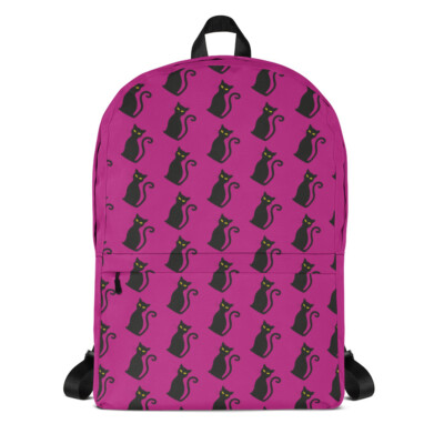 Black Cat and Hot Pink Backpack | eBay