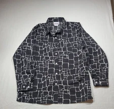 Womens Black and White Cheetah Long Sleeve Top By National Size 16