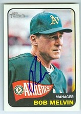 Bob Melvin autographed baseball card Oakland Athletics 2014 Topps Heritage #391
