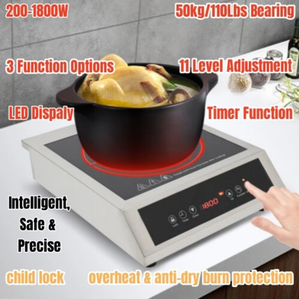 200-1800W Intelligent Induction Cooktop,Countertop Cooker Burner Stove Hot Plate