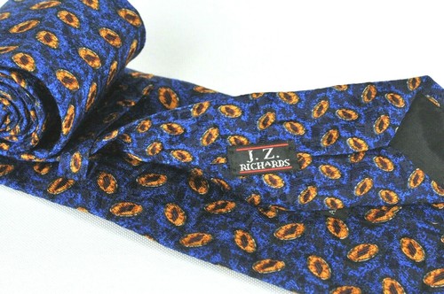 JZ Richards Men's Tie Blue & Gold Pebble Printed Silk Necktie 58 x 3.5 - Picture 3 of 3