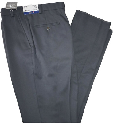 Hart Schaffner Marx Dress Pants 42R Blue New York Fit Flat Front 100% Wool NWT