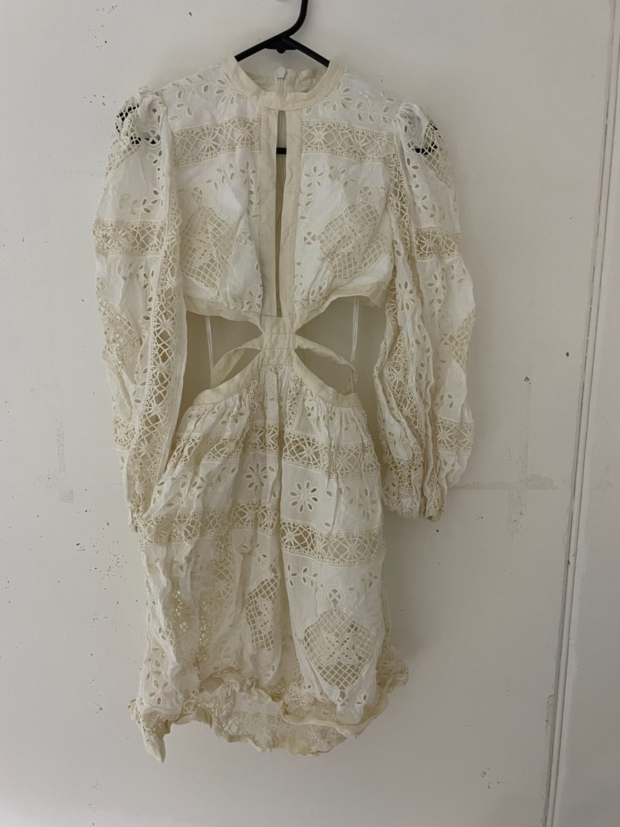 BNWOT ZIMMERMANN IVORY ALIANE EMBROIDERED MINI DRESS - SIZE 0/4 US (RRP  $850) | eBay