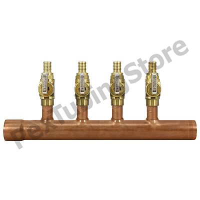 4 Port 1/2'' PEX Manifold with Valves by Sioux Chief 672XV0442 SWEAT