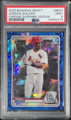 Jordan Walker 2020 Bowman Chrome Sapphire PSA 9 Mint RC 1st Rookie