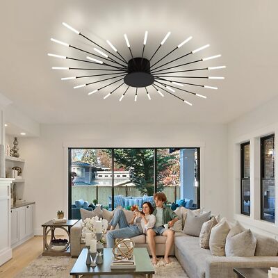 Black Creative Firework LED Ceiling Light with Plug-in for Living Room,Bedroom