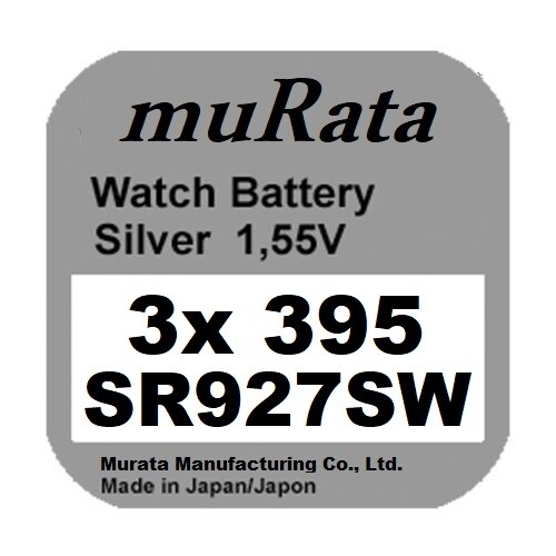 3x Murata/sony 395 Uhren-batterie Knopfzelle Sr927sw Ag7 Silberoxid