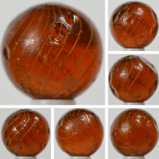 Handmade Gooseberry Marble, Amber Glass, 11/16 in, Good , Chip, Germany, S1399